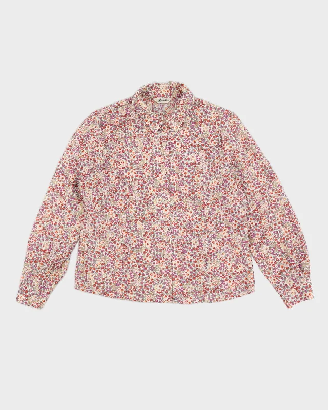 90s Floral Long Sleeve Shirt - M Button-up pajama sets