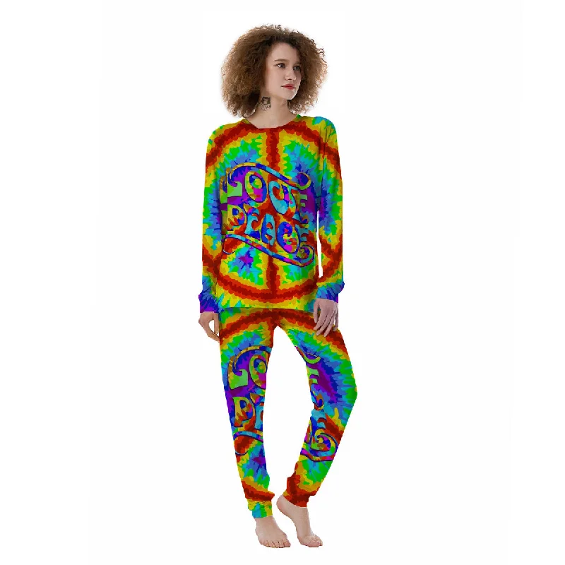 Hippie Symbol Colorful Abstract Print Women's Pajamas Pajama sets under $50