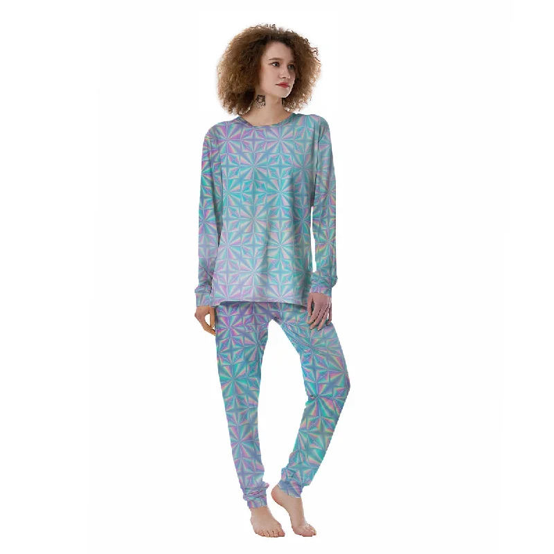 Holographic Paper Texture Print Women's Pajamas Shein pajama sets