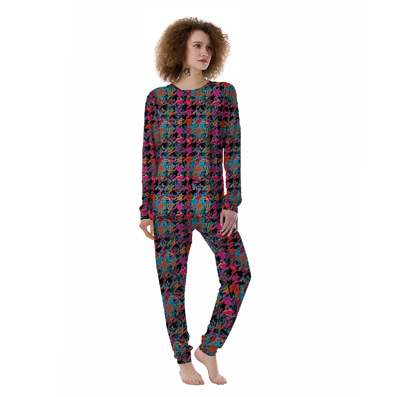 Houndstooth Abstract And Paisley Print Pattern Women's Pajamas Party pajama sets