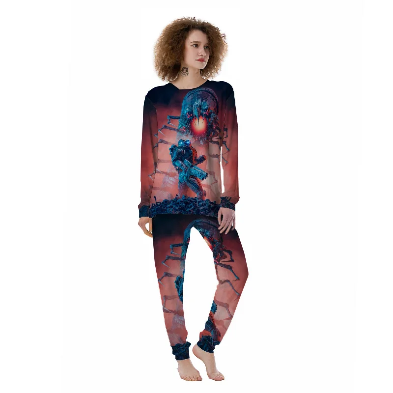 Hunting Alien Worm Print Women's Pajamas Velvet pajama sets