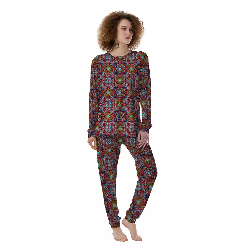 India Paisley Colorful Print Pattern Women's Pajamas Best pajama sets for pregnancy