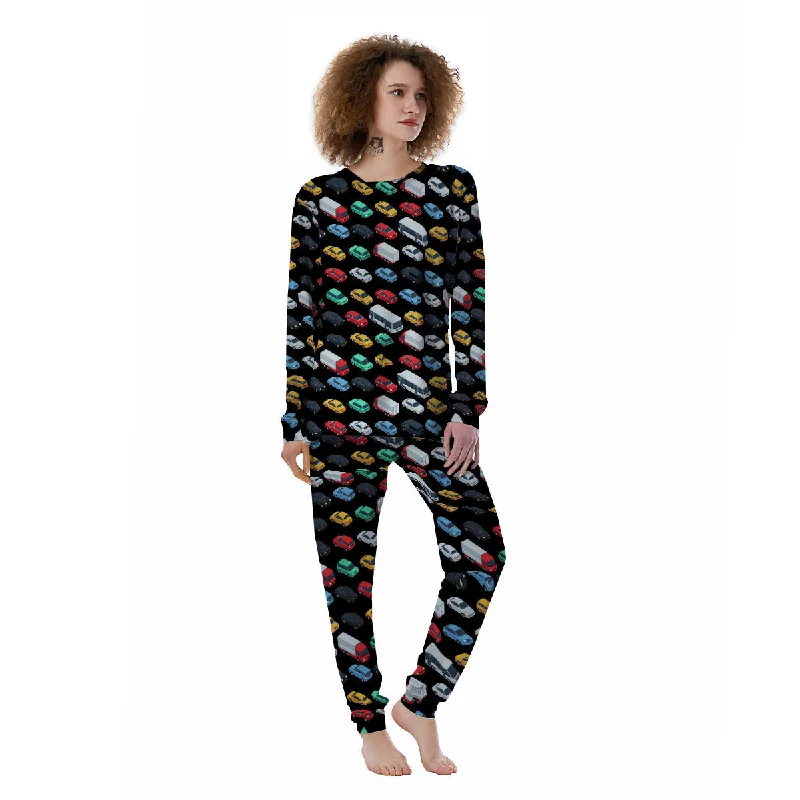 Isometric Cars Colorful Print Pattern Women's Pajamas Nursing pajama sets