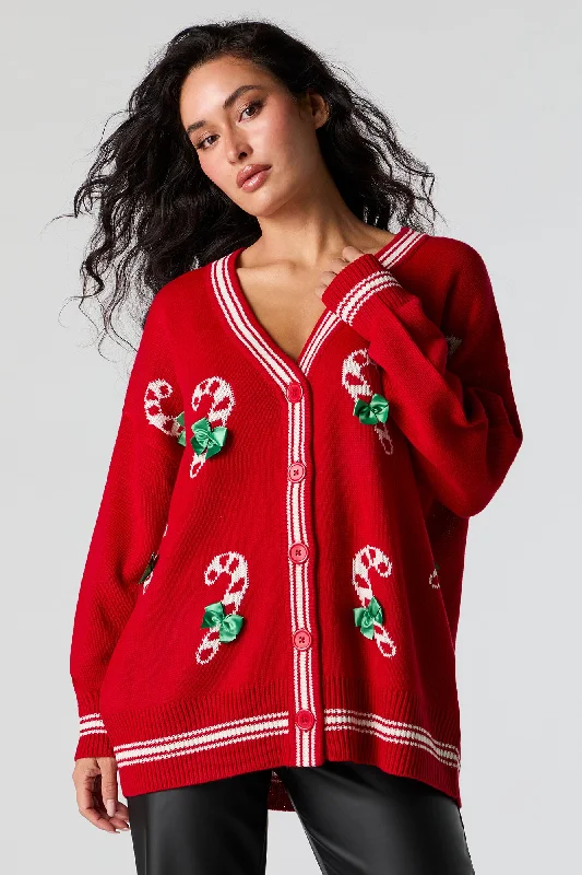 Candy Cane Jacquard Knit Christmas Cardigan Canada Goose sweaters