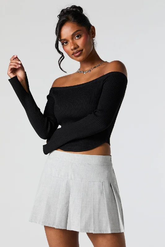 Ribbed Knit Off Shoulder Sweater Affordable sweaters