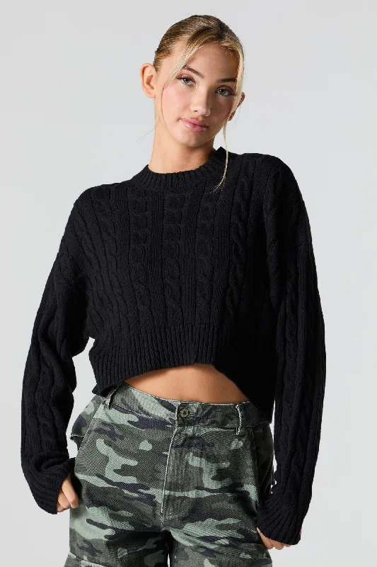 Cable Knit Cropped Sweater Warmest sweaters for extreme cold