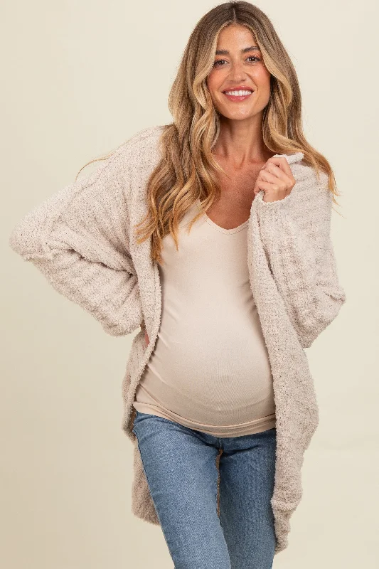 Beige Chunky Knit Dolman Maternity Cardigan Affordable sweaters