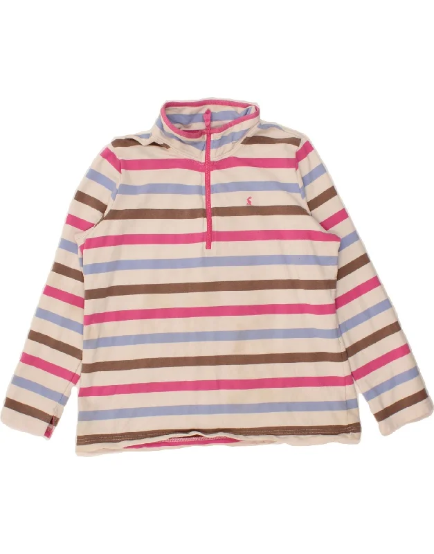 JOULES Womens Zip Neck Sweatshirt Jumper UK 20 2XL Multicoloured Striped Cashmere sweaters