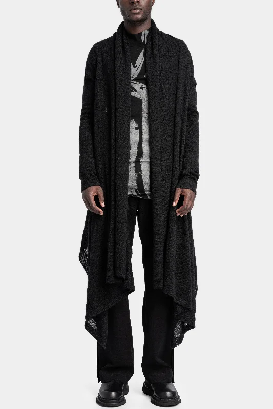 Long wool blend cardigan, Black Trendy oversized sweaters