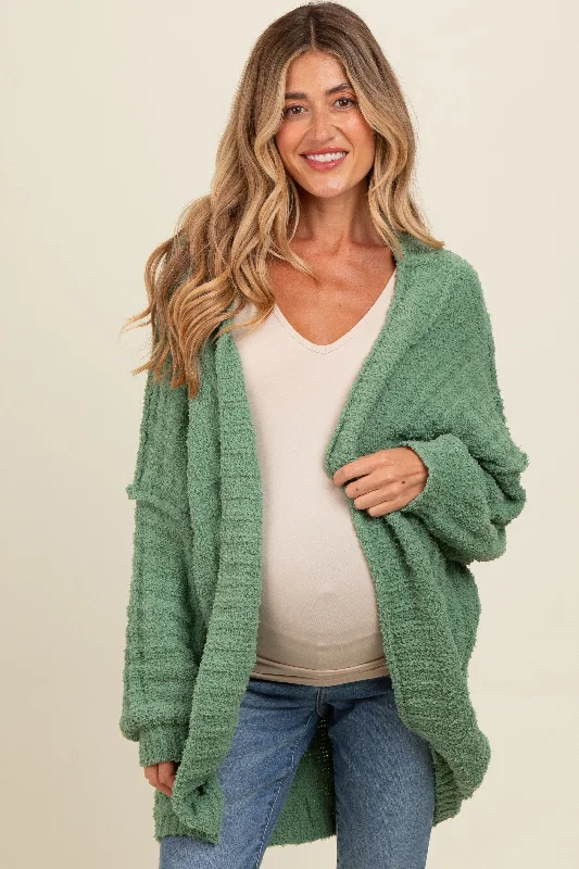 Olive Chunky Knit Dolman Maternity Cardigan Best sweaters for hiking