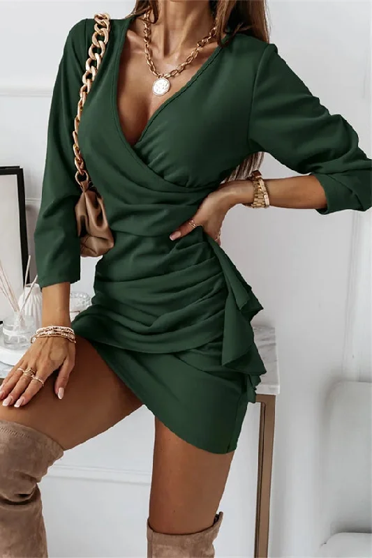 Dare To Be You Ruched Long Sleeve Mini Dress Minimalist mini dresses