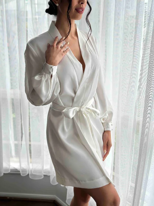 Lauren Short Slit Sleeve Robe A-line Wedding Gown