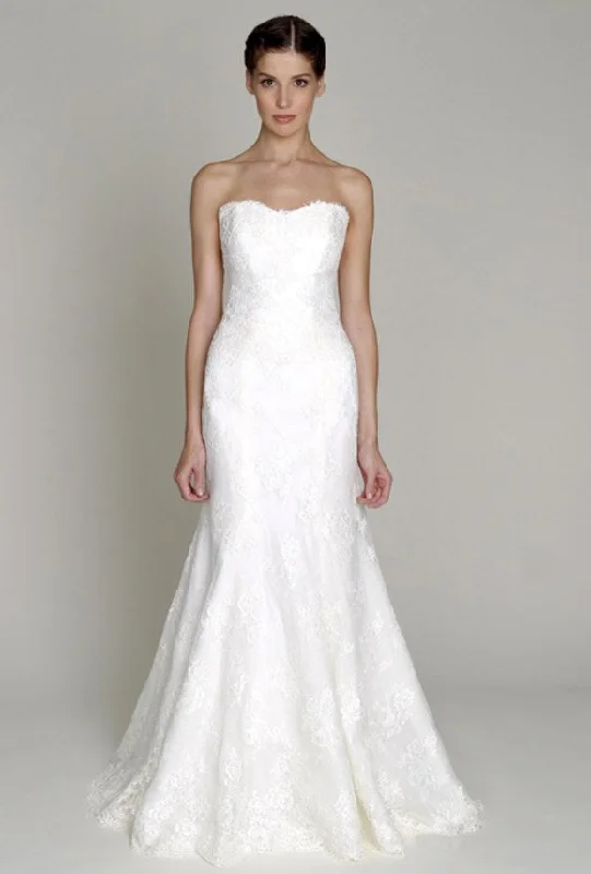 Rent: Bliss by Monique Lhuillier Wedding Gown Satin Lace Gown