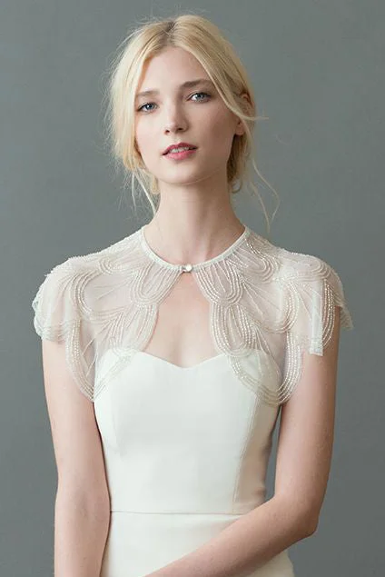 Rent: Jenny Yoo - Capelet Illusion Neckline Gown