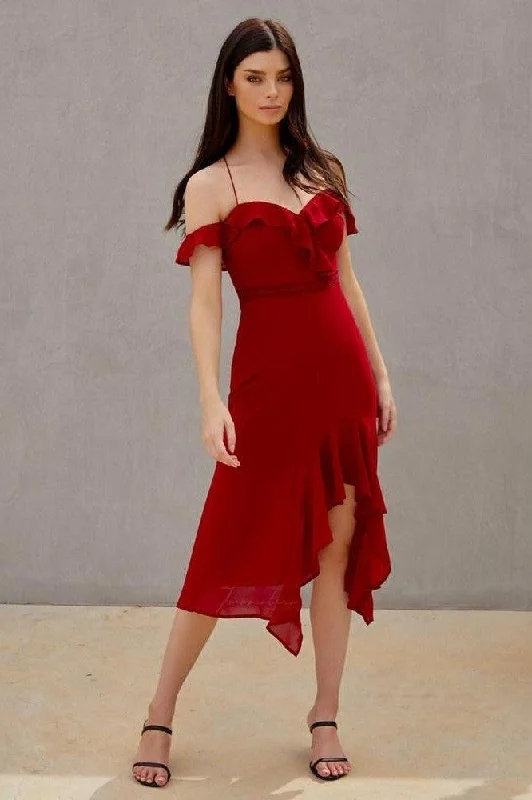 Alana Dress - Red Best midi dresses for tall women