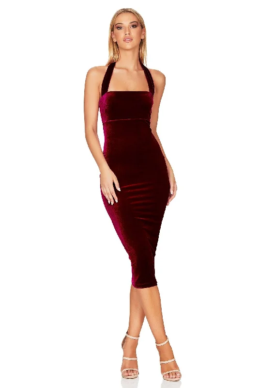 Nookie Vera Velvet Midi Dress - Wine Winter midi dresses