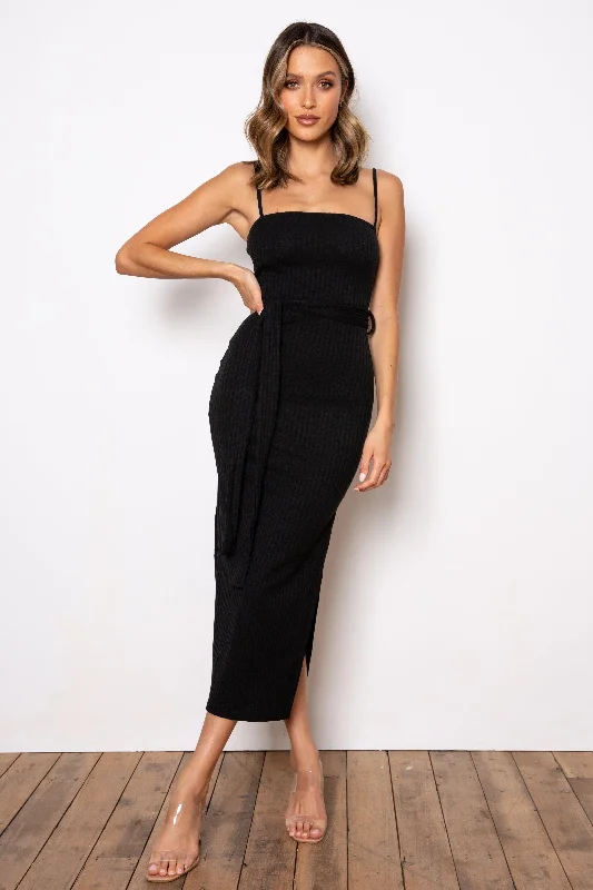 Rib Midi Dress - Black Zara midi dresses