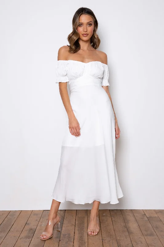 Samantha Dress - White Preppy midi dresses