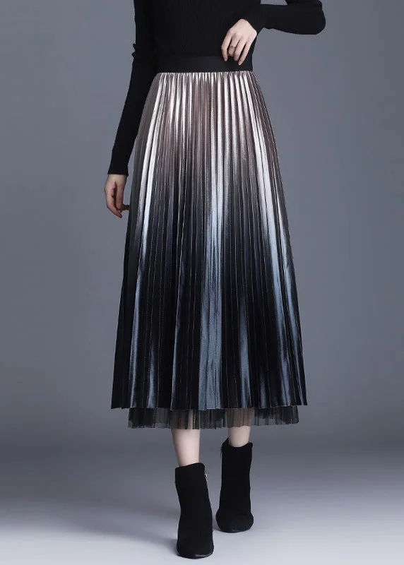 Chic Champagne Tulle Patchwork fashion A Line Fall Wear on both sides Skirts Street style unclassified skirts