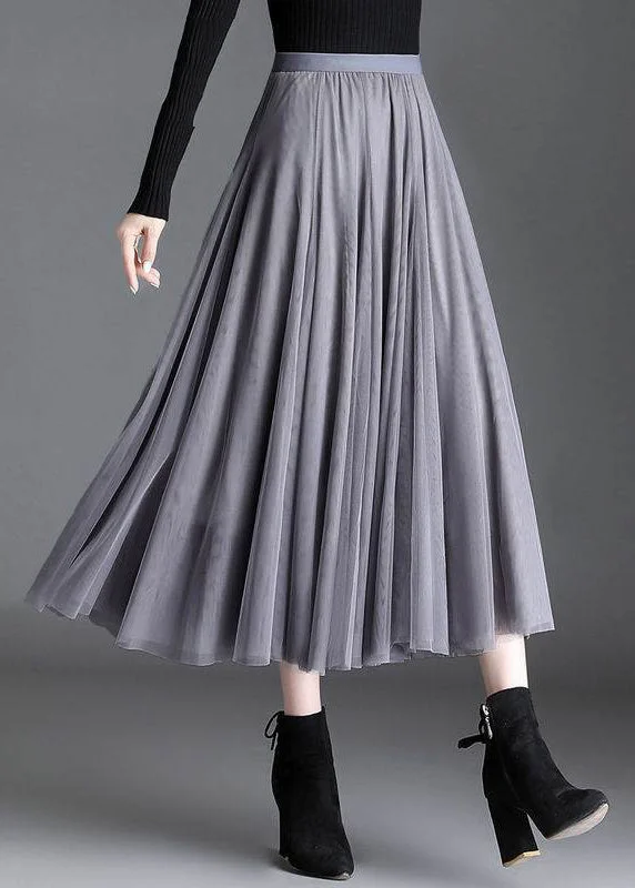 Plus Size Women Grey tulle a line skirts Spring Cocktail unclassified skirts