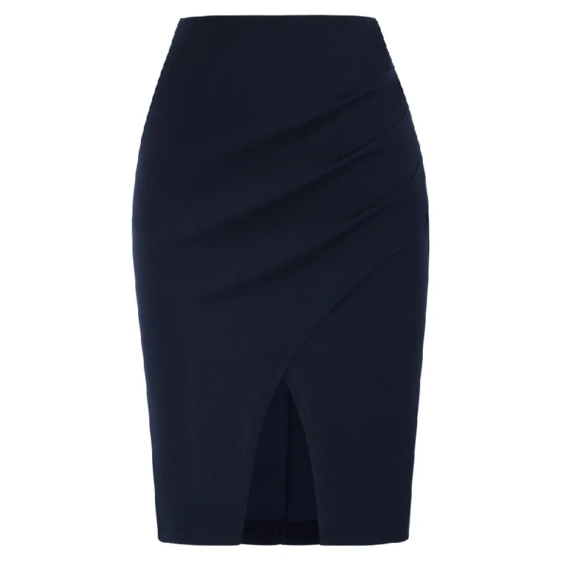 Seckill Offer⌛Vintage Wrap Front Skirt Elastic High Waist Ruched Bodycon Skirt Office unclassified skirts