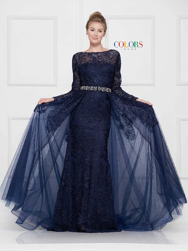 Colors 1830SL Colors Long Sleeve Formal Prom Dress Sale Best maxi dresses for plus size