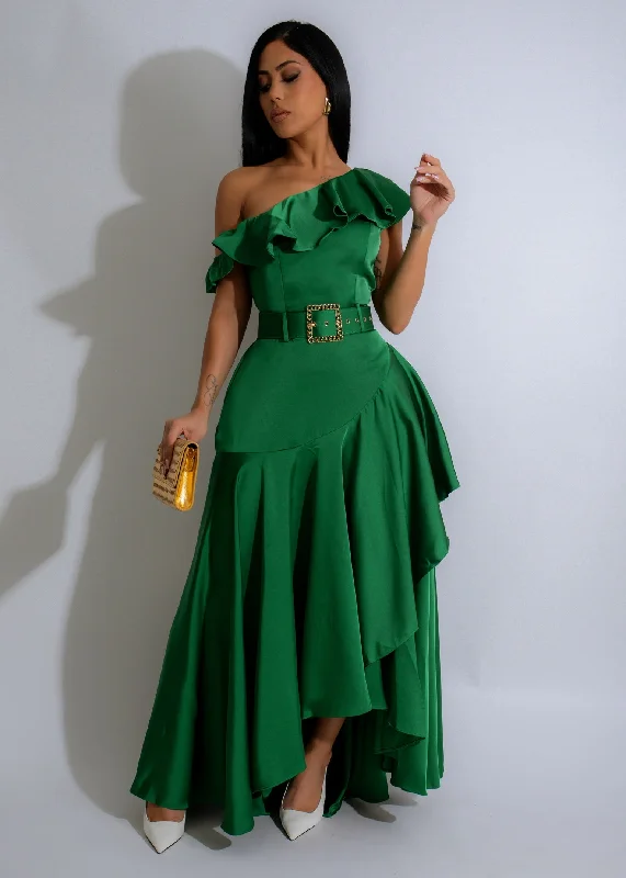 Emerald Rhapsody Satin Maxi Dress Green Cocktail maxi dresses