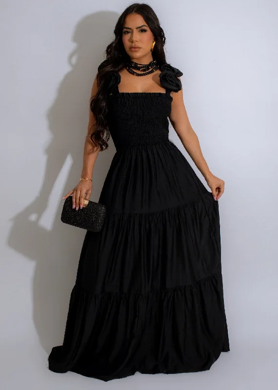 Enchanted Rose Maxi Dress Black Expensive maxi dresses