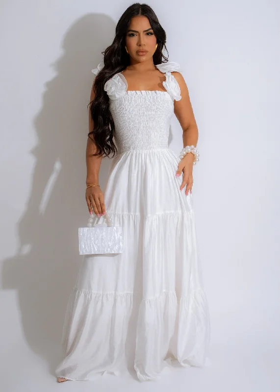 Enchanted Rose Maxi Dress White Festival maxi dresses