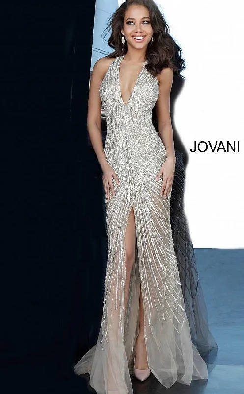 Jovani 2609 Prom Long Beaded Halter Sexy Dress Stretchy maxi dresses