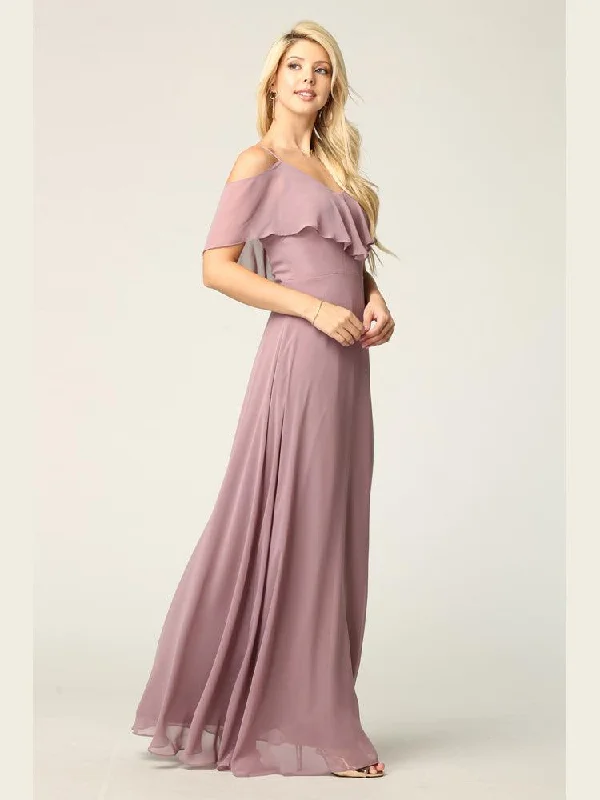 Long Off Shoulder Formal Bridesmaids Chiffon Dress Glamorous maxi dresses