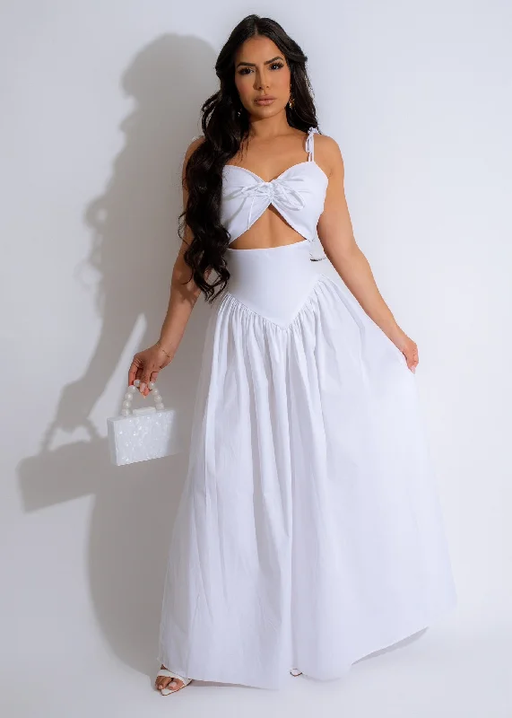 Pure Bliss Ruched Maxi Dress White Date night maxi dresses