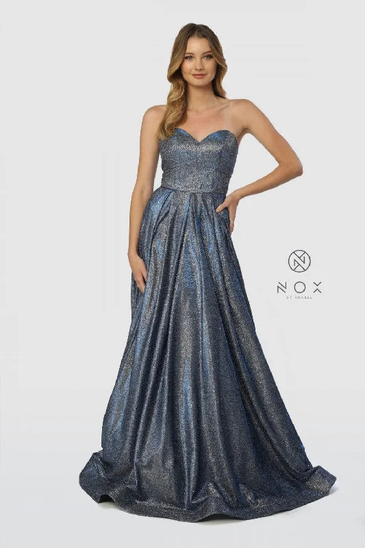 Long Strapless Metallic Prom Long Dress Evening Gown Lace maxi dresses