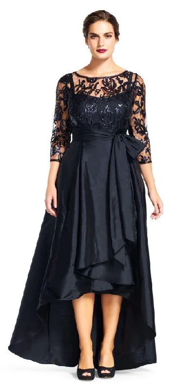 Adrianna Papell - 81916970 Quarter Sleeve Ribbon Ornate High Low Gown Forever 21 party dresses