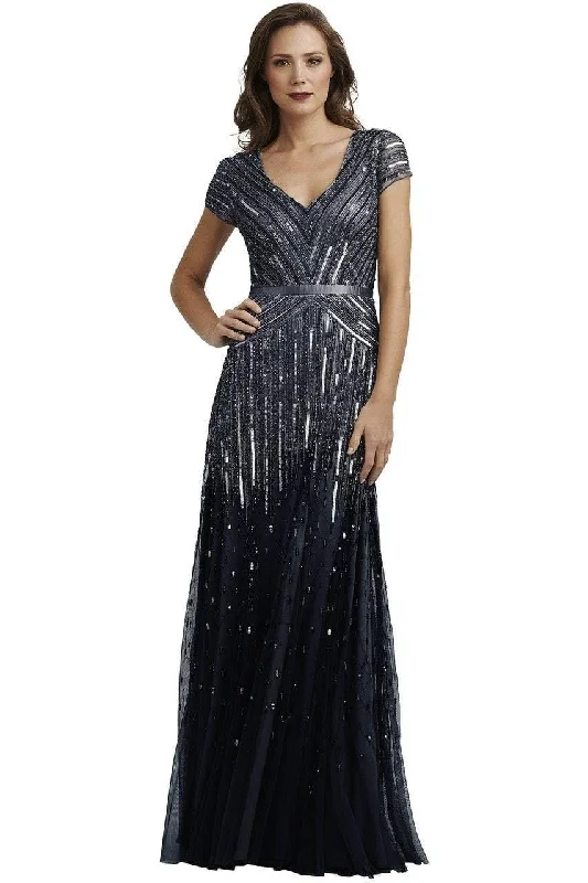 Adrianna Papell - 92868950 Cap Sleeve Sequined Mesh A-Line Gown Wedding guest party dresses