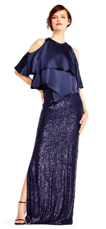 Aidan Mattox - MD1E201424 Jewel Neck Popover Sequined Gown H&M party dresses