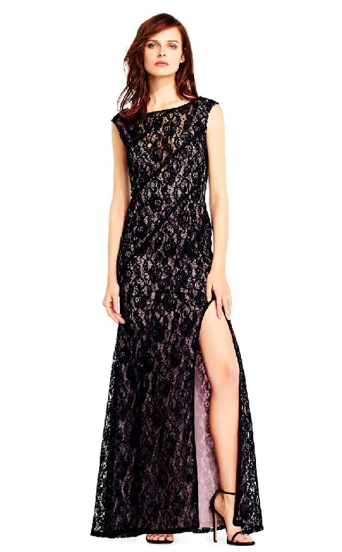 Aidan Mattox - MD1E201455 Illusion V-Neck Floral Lace Evening Gown Holiday party dresses