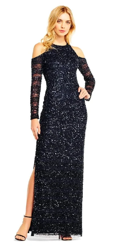 Aidan Mattox - MD1E201685 Cold Shoulder Sleeves Sequined Gown Fashion Nova party dresses