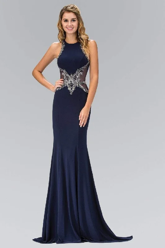 Elizabeth K - GL1357 Embellished High Neck Long Gown Chic party dresses