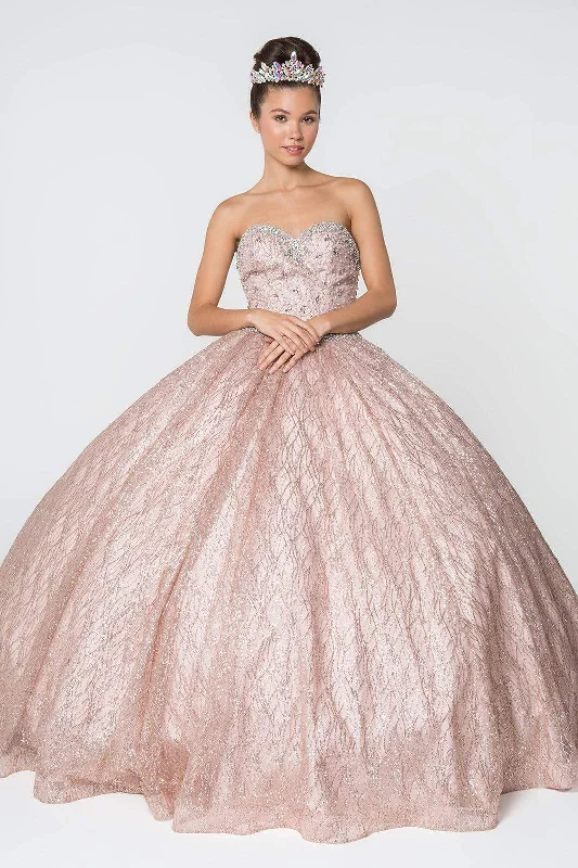 Elizabeth K - GL2801 Strapless Embellished Ballgown With Cloak Shein party dresses