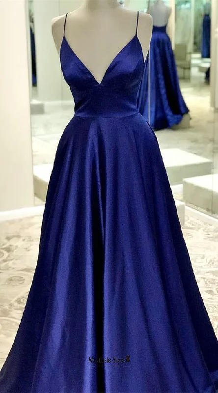 A line Backless Navy Blue Prom Dress Off-shoulder unclassified dresses