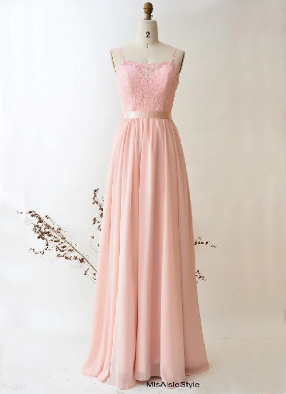 A line Straps Pearl Pink Bridesmaid Dress Off-shoulder unclassified dresses