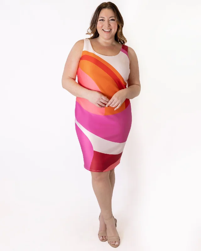 Abstract Scuba Sheath Dress | Pink Fall unclassified dresses