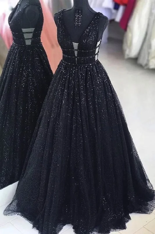 Ball Gown Black Sparkle Prom Dress One-shoulder unclassified dresses