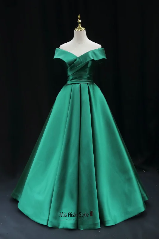 Ball Gown Off Shoulder Sleeve Green Prom Dress Corset unclassified dresses