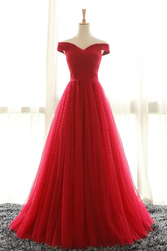 Ball Gown Off Shoulder Sleeve Red Prom Dress Halter unclassified dresses