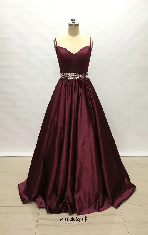 Ball Gown Spaghetti Straps Burgundy Prom Dress Holiday unclassified dresses