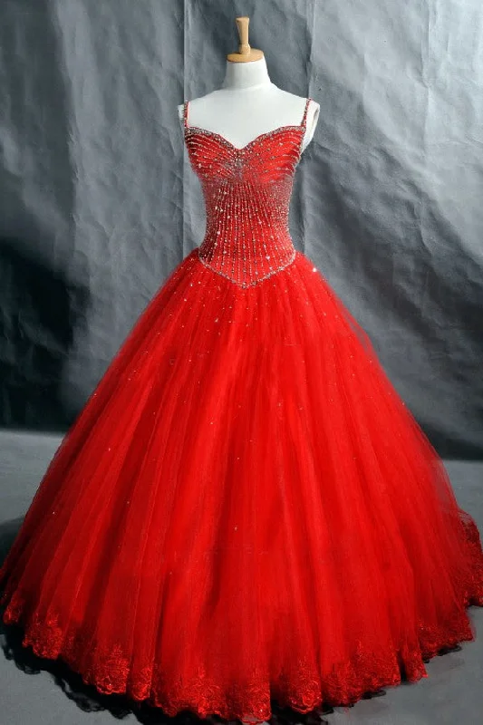 Ball Gown Spaghetti Straps Red Prom Dress Plus size unclassified dresses