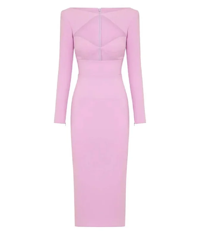 Bandage Knitted Dress In Pink Chic unclassified dresses