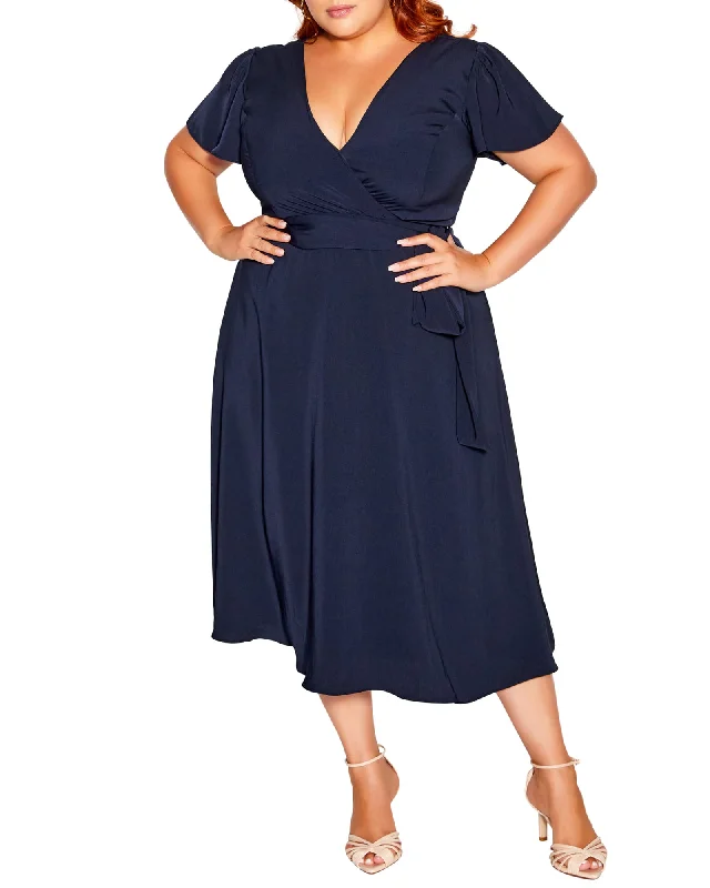 Belted Garden Dress | Navy Ruffled unclassified dresses